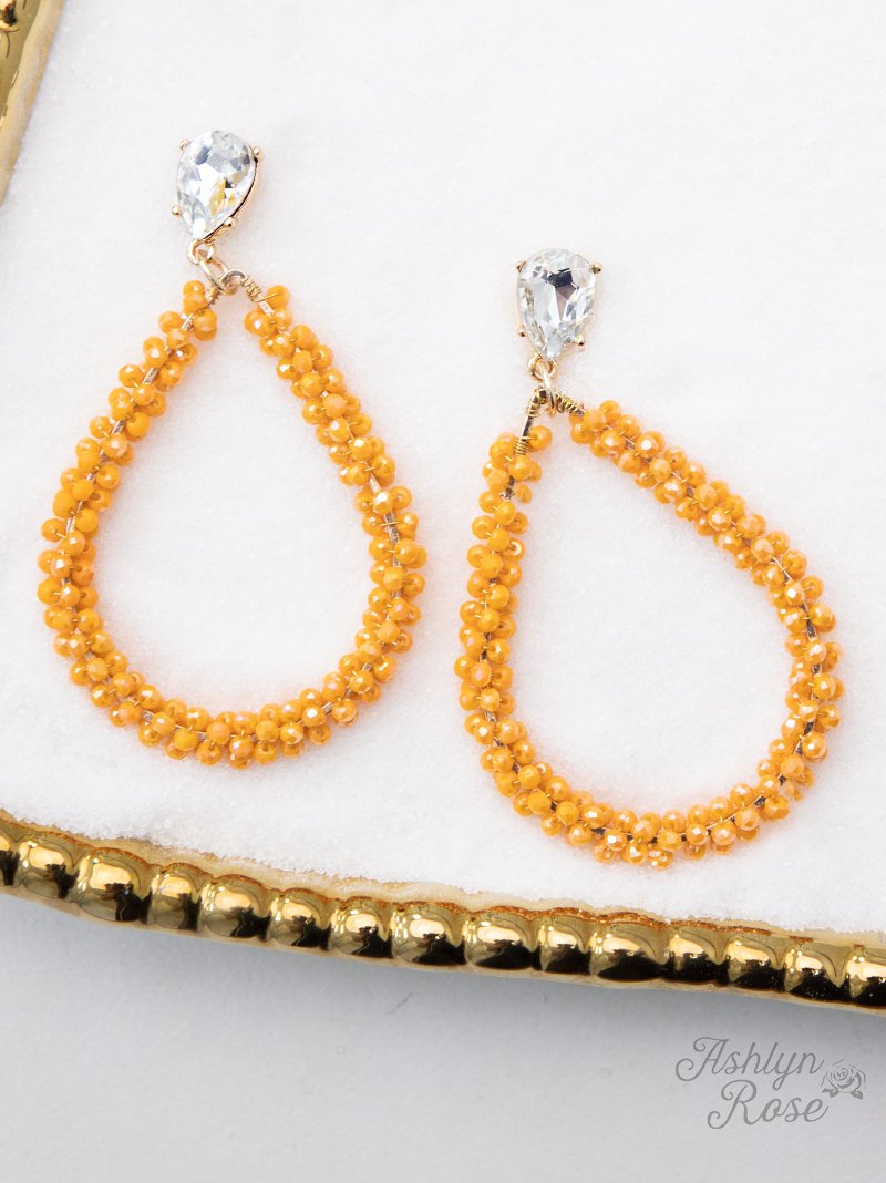 Be Around me Crystal Teardrop Earrings, Orange