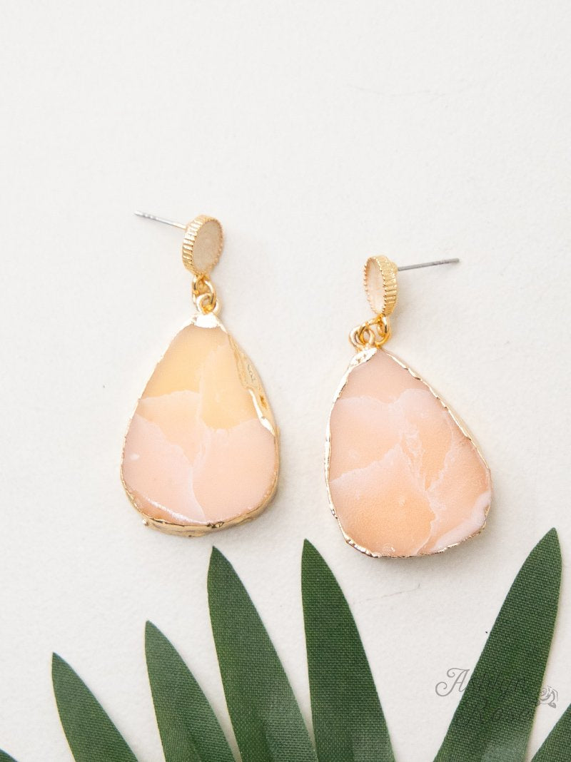Makes you Stand out Stone Earrings, Mustard