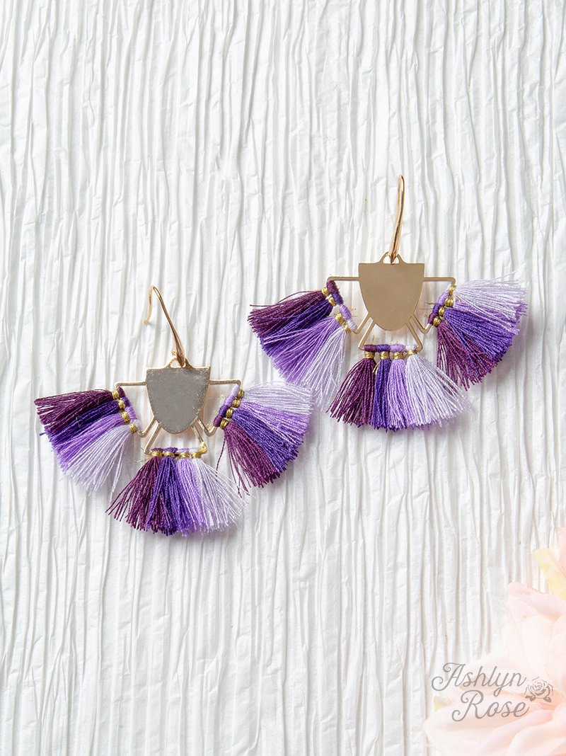 Free Spirit Tassel Earrings, Purple