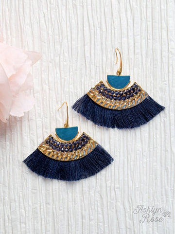 On a Safari Tassel Earrings, Montana Blue
