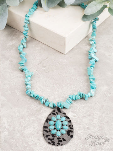Wild Country Chunky Stone Tassel Necklace, Grey and Turquoise
