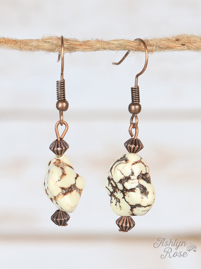Country White Magnesite Stone Earrings