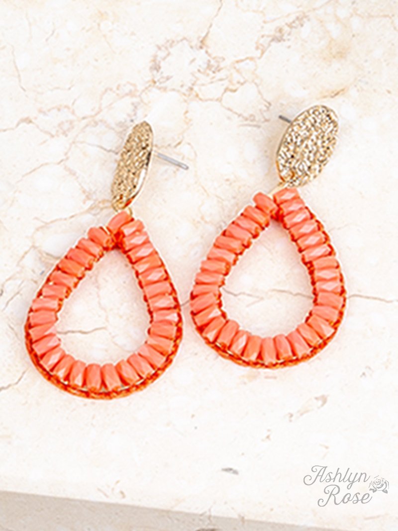 So In Style Drop Earrings, Coral