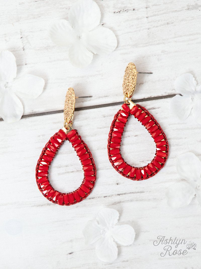 So In Style Drop Earrings, Red