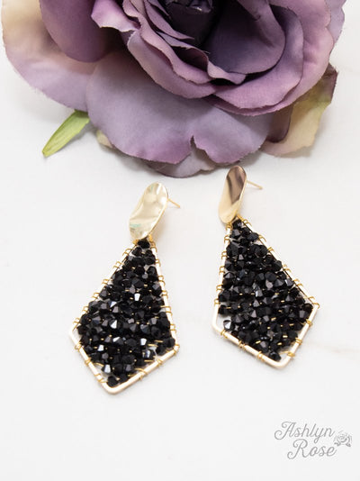 Evening Allure Drop Earrings, Iridescent Black