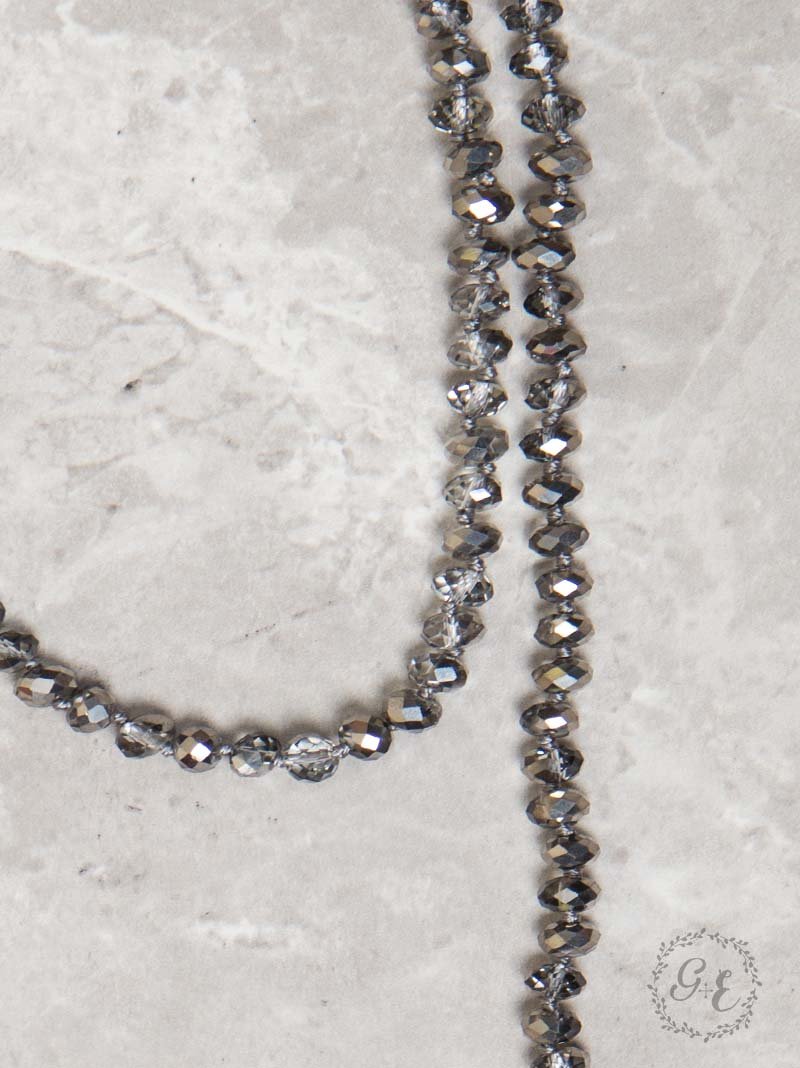 The Essential 60" Double Wrap Beaded Necklace, Graphite 8mm