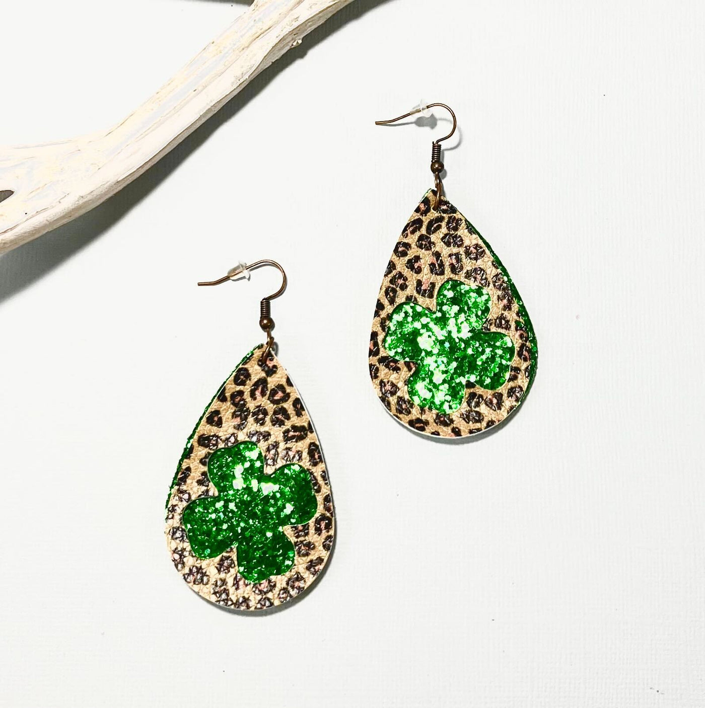 Lucky to have you saint Patrick's leopard earrings