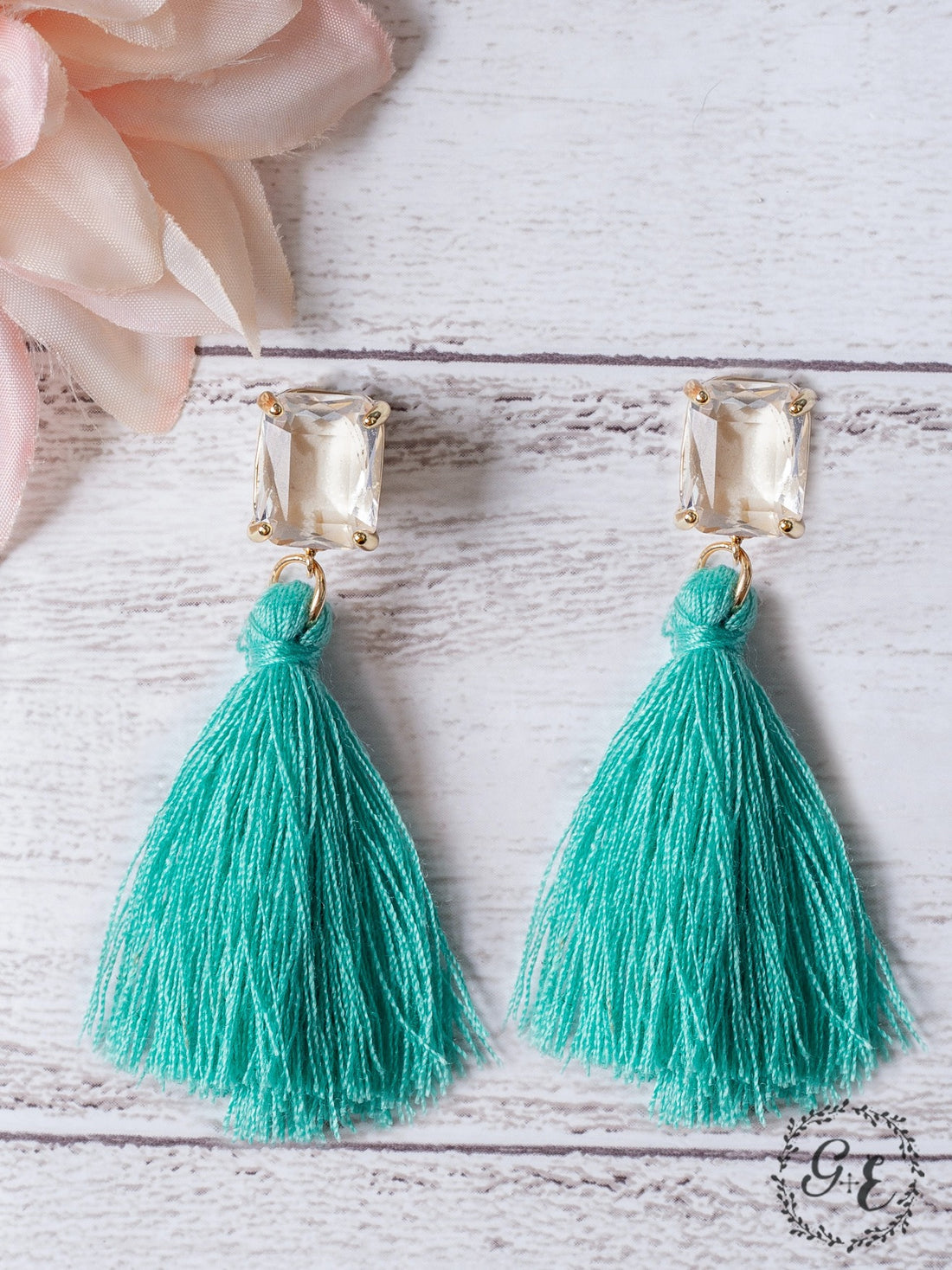 LOVE NOTES TURQUOISE TASSEL STUD EARRINGS