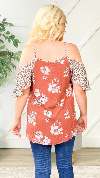 Sweeter Than The Rest Burnt Sienna Mixed Print Sleeveless Blouse