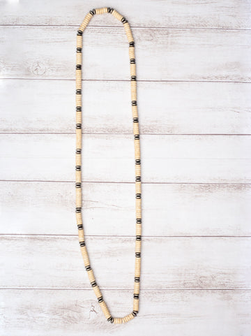 Western Flat Cream Shell Beaded Necklace