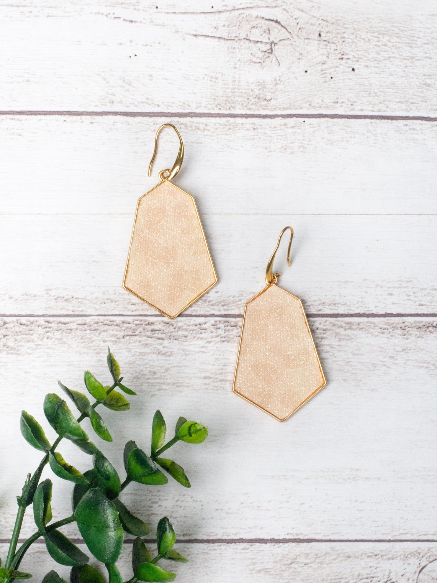 Serving Up Sass Shimmery Yellow Leopard Hexagon Earrings