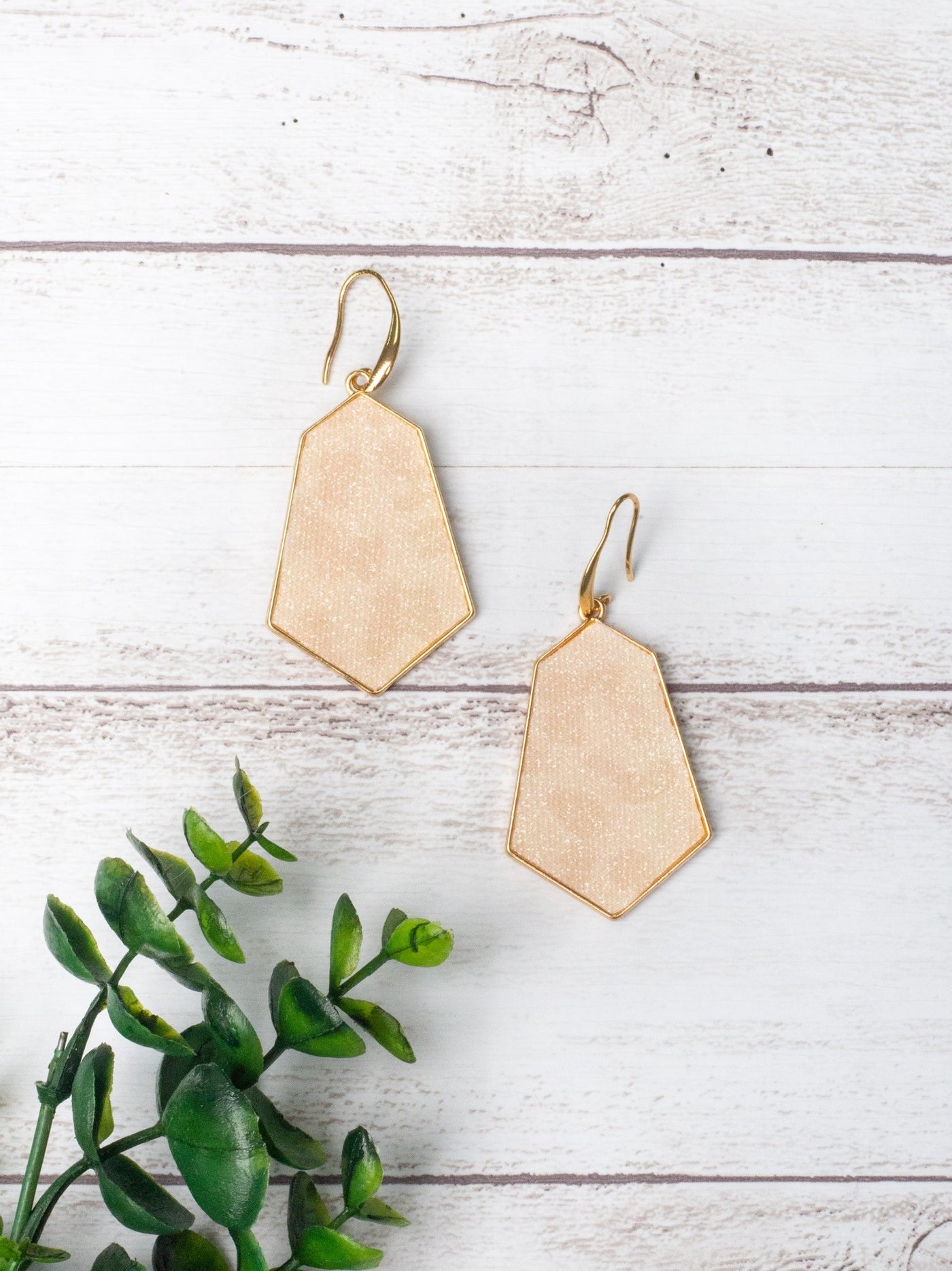 Serving Up Sass Shimmery Yellow Leopard Hexagon Earrings