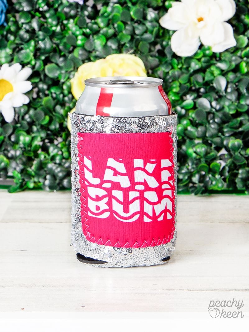 Lake Bum Sequin Can Cooler