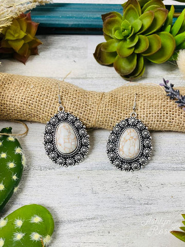 Wild and Free Cream Stone Silver Earrings