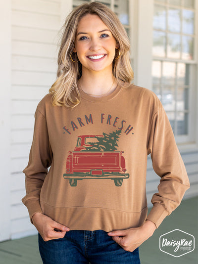 Farm Fresh on Carmel Macchiato Tan Cropped Sweatshirt