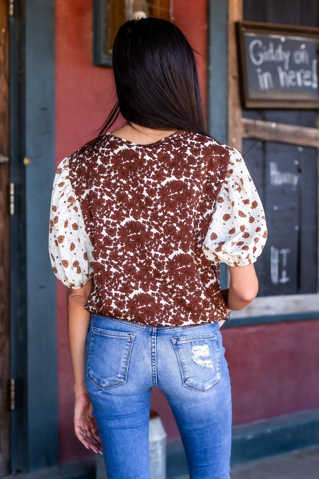 Bountiful Blooms Top, Brown - styled look