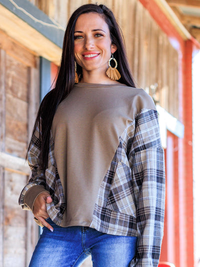 Good Girl Gone Plaid Top, Brown