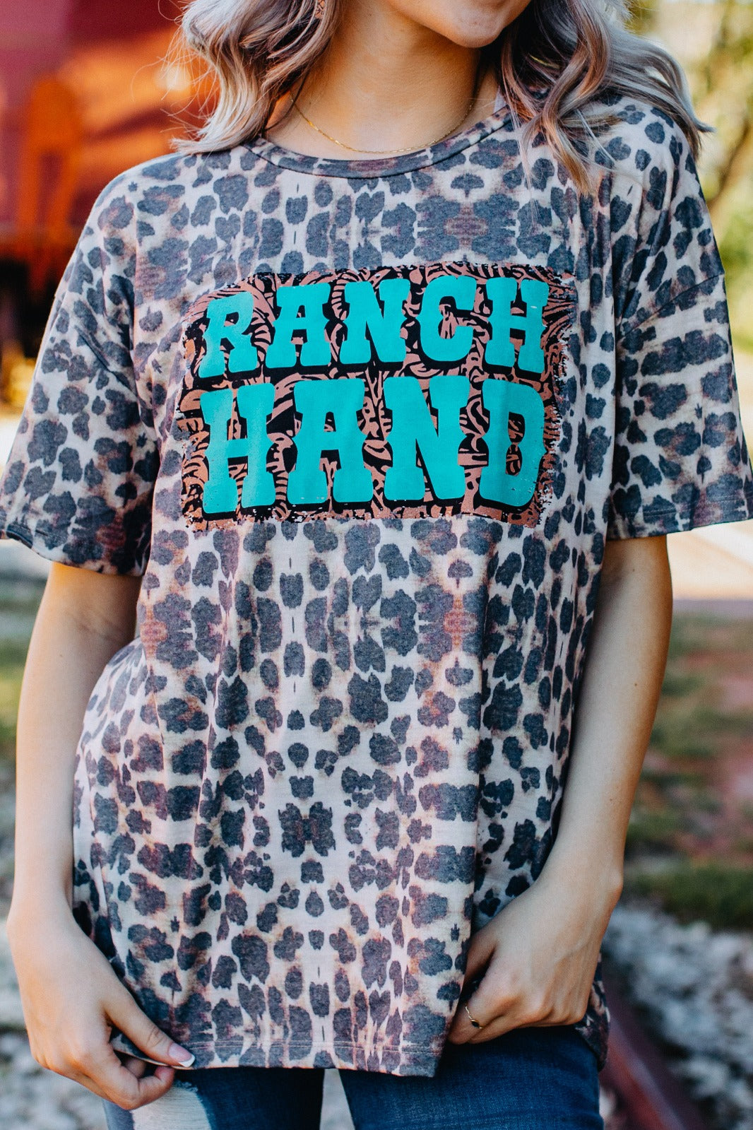 Ranch Hand on Leopard Short Sleeves Tee, Leopard