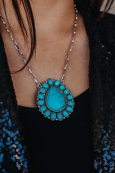 Turquoise Day Squash Blossom Necklace