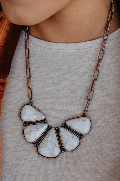 Moth to the flame cream stone necklace