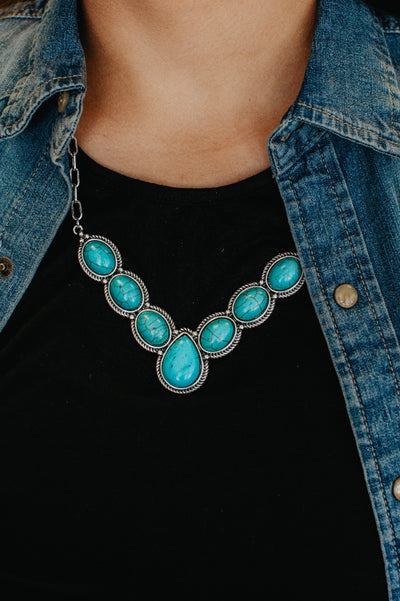 Bowl to me silver turquoise stone necklace