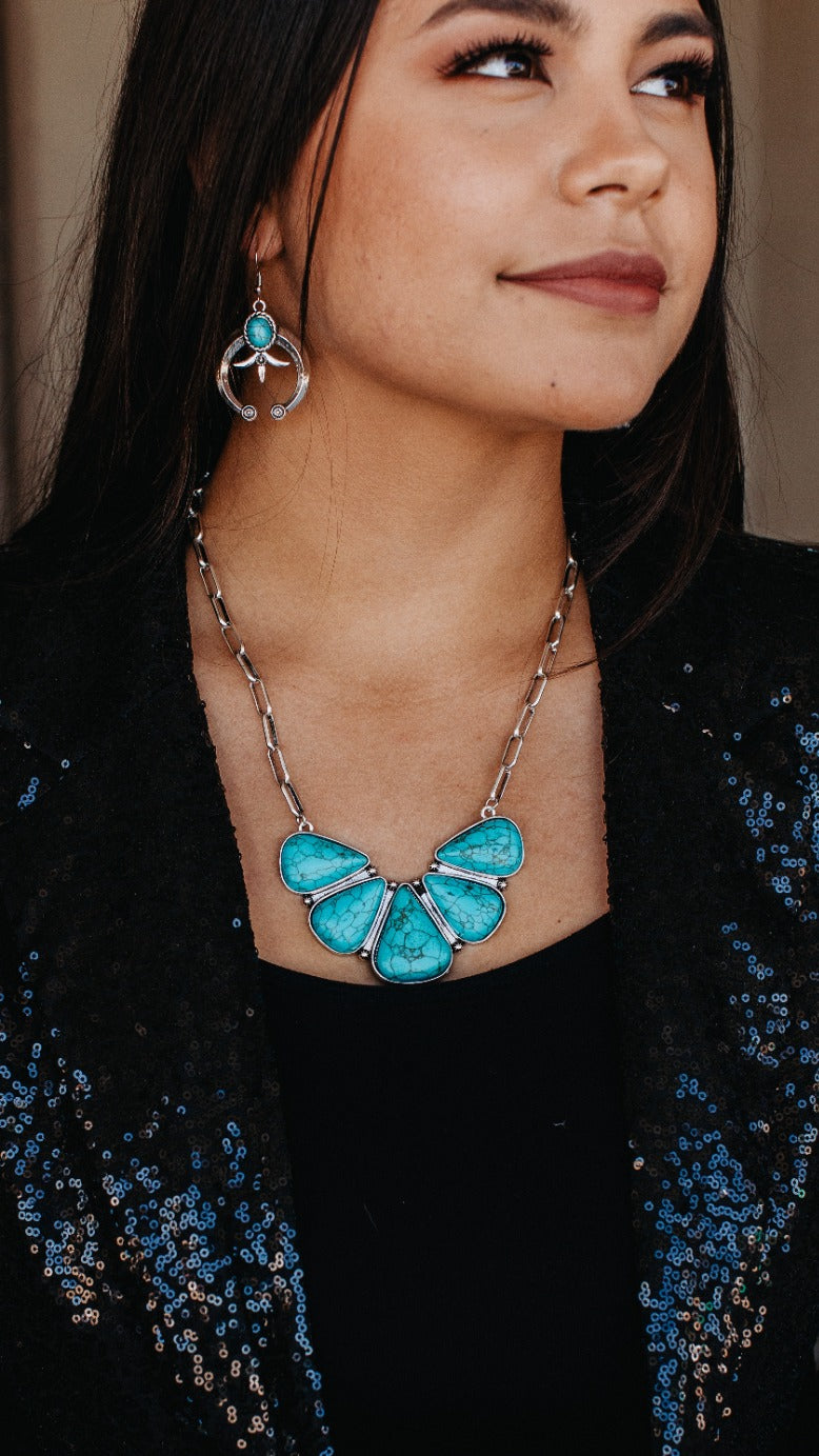 Moth to the flame turquoise stone necklace