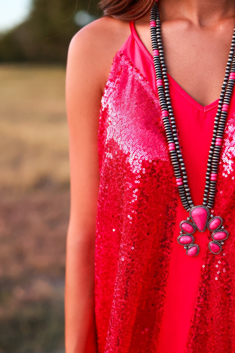 Stop The Show Sequin Tank in Hot Pink