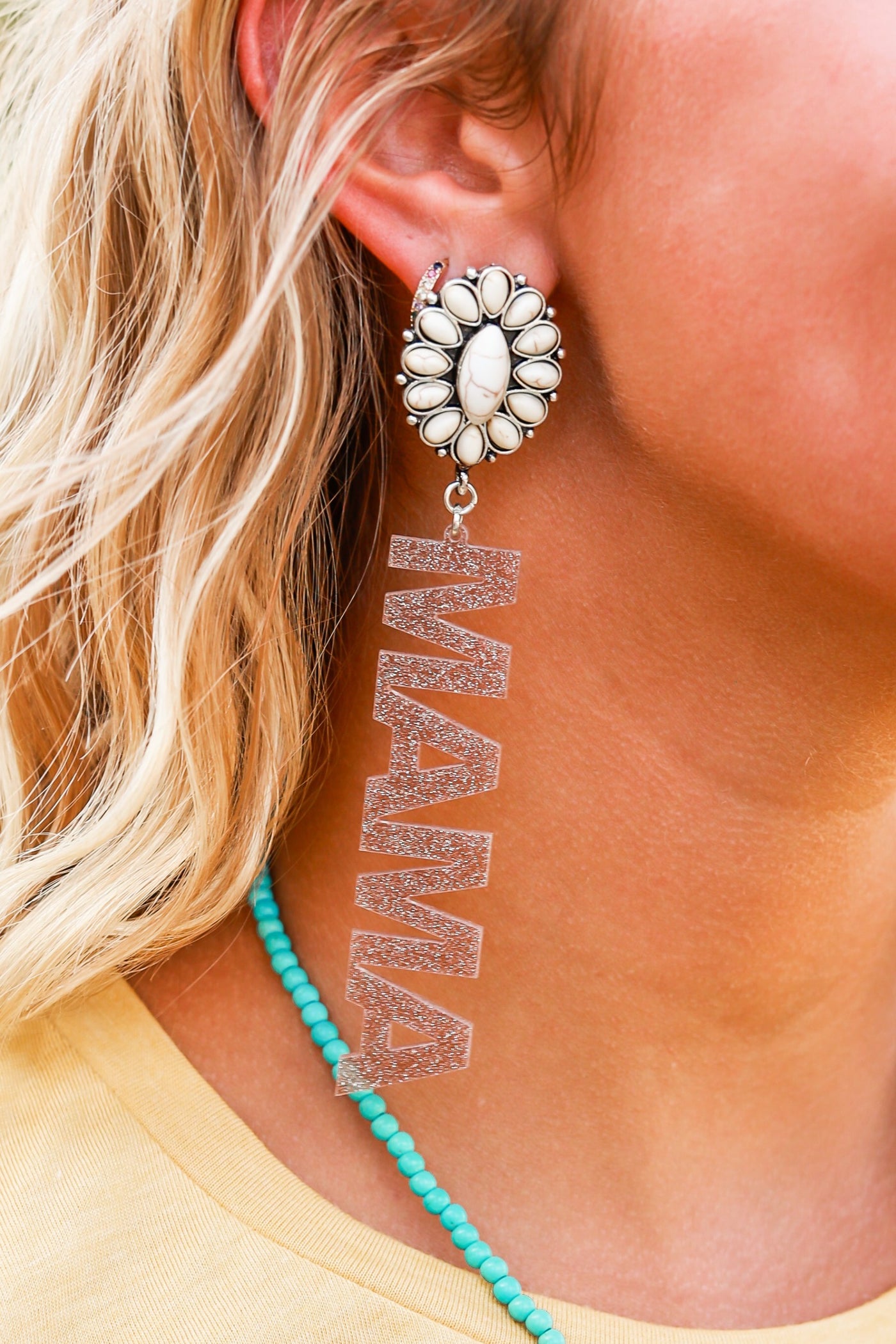 Cool Mom Drop Earrings in Tan