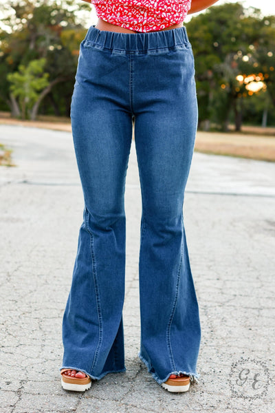 The Jolene Mid Wash High Flare Jeans
