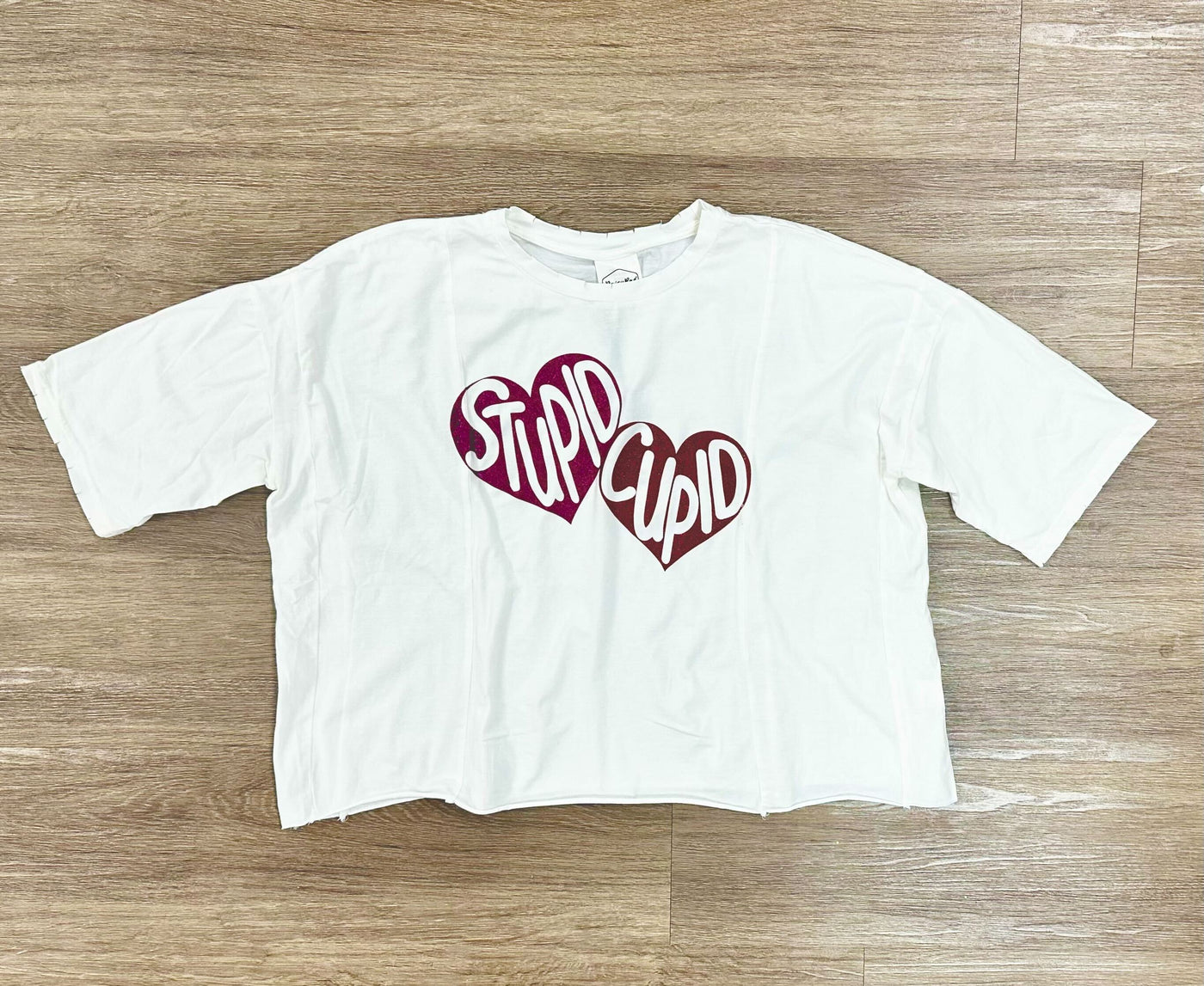 Stupid Cupid on Perfect Company Boxy Crop in White