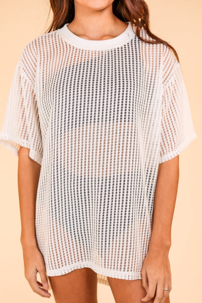 Summer Groove White Mesh Coverup