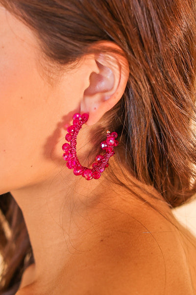 Bloom Hot Pink Hoop Earrings