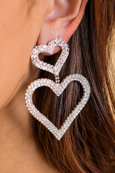 Splash of Love Silver Heart Earrings
