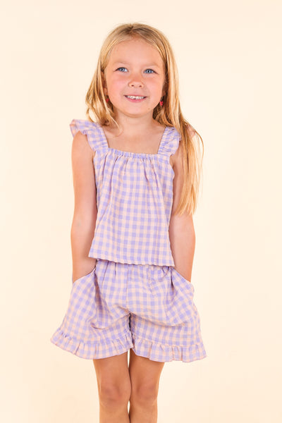 Girls Purple and Pink Gingham Set