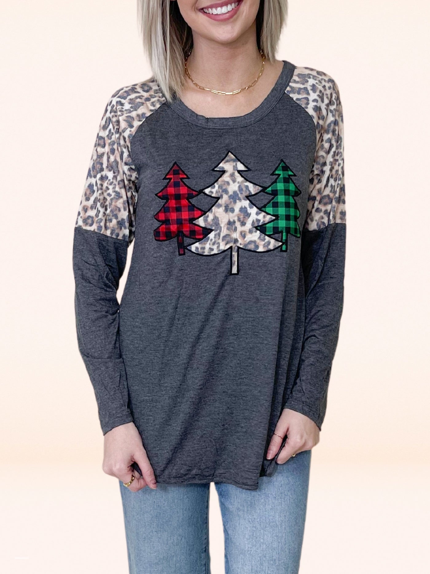 Festive Forest Patch Charcoal/Leo Long Sleeve