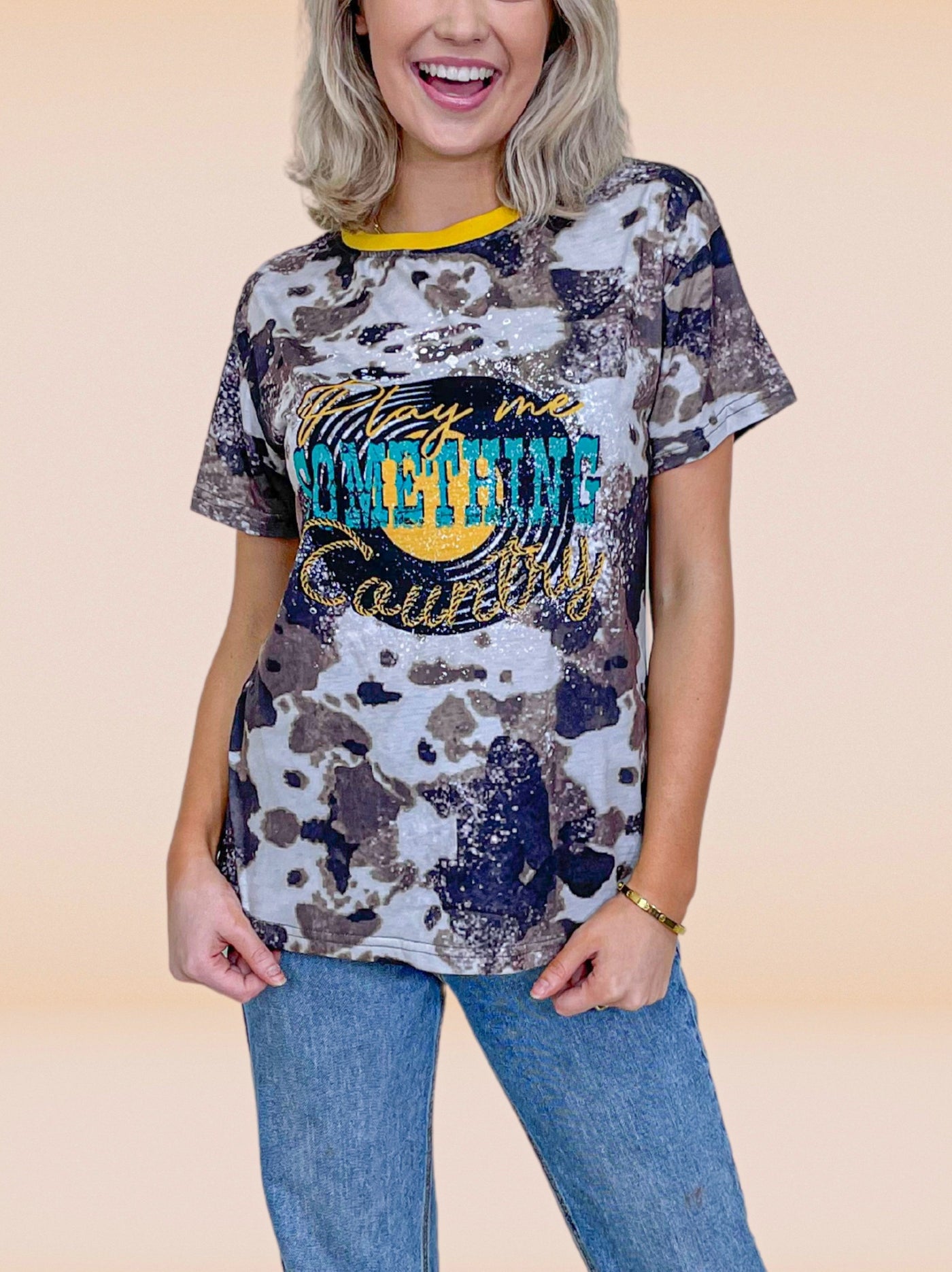 Play Something Country Mustard Ringer Tee