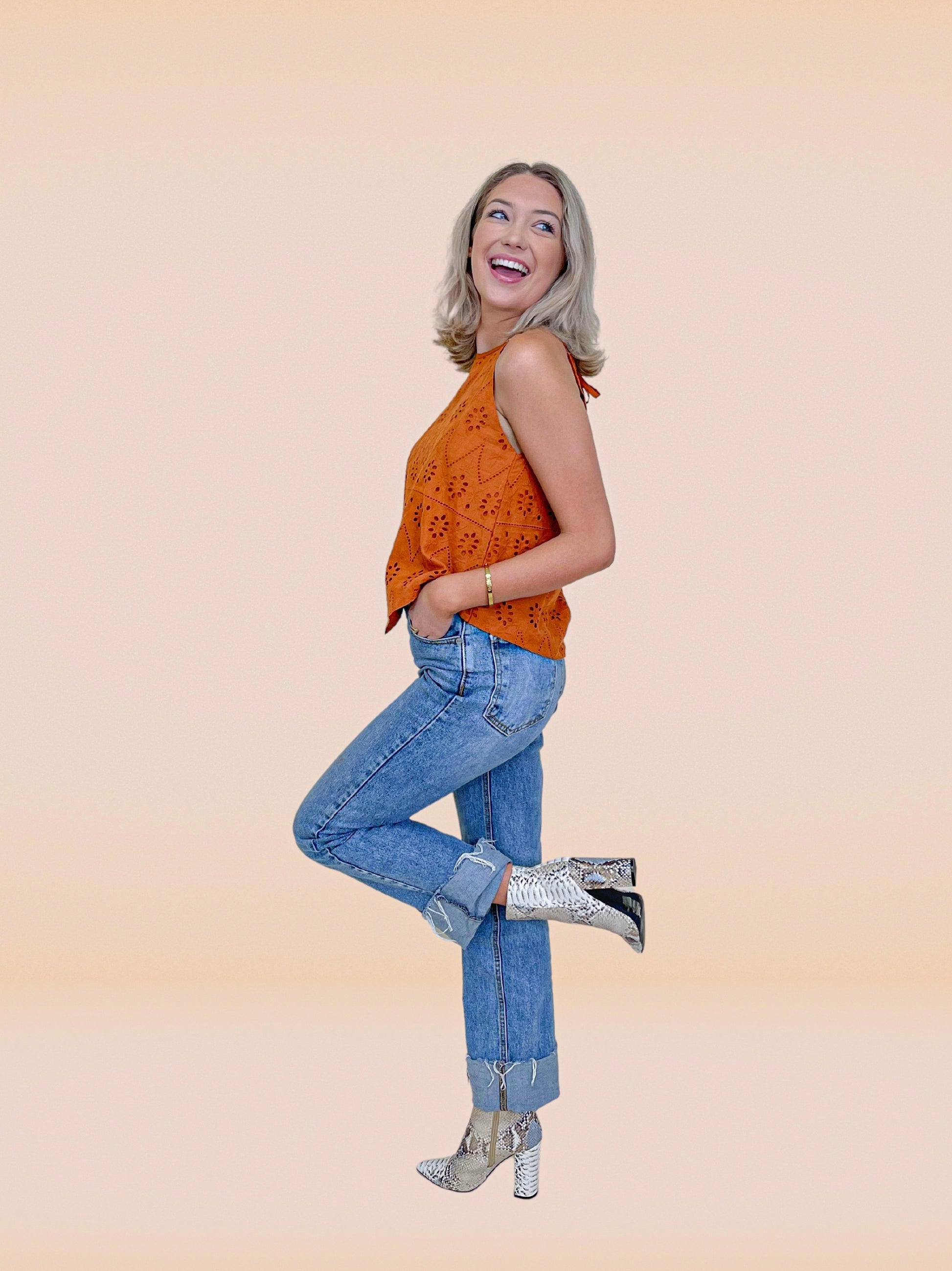 Yala Eyelet Tank, Rust, additional styling