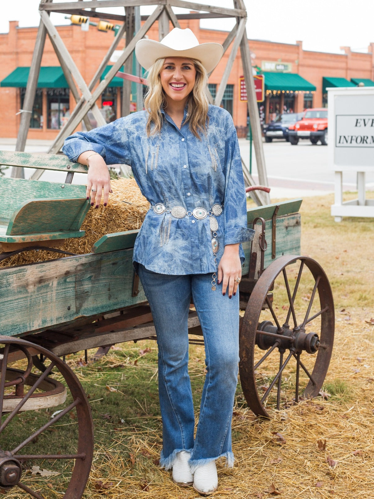 Sparkles and Spurs Western Denim Shirt