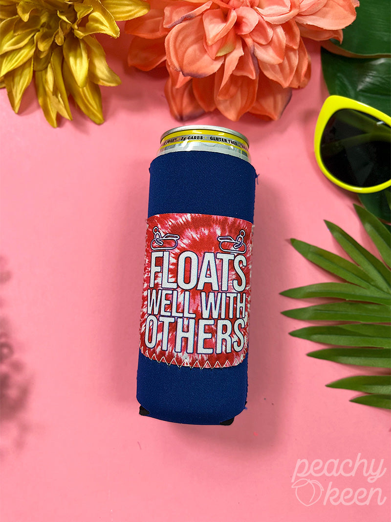 Floats Well With Others Navy Blue Base Slim Can Cooler