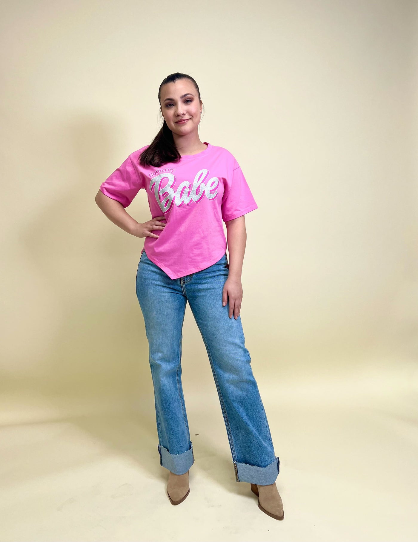 Country Babe on Hot Pink Crop Blank