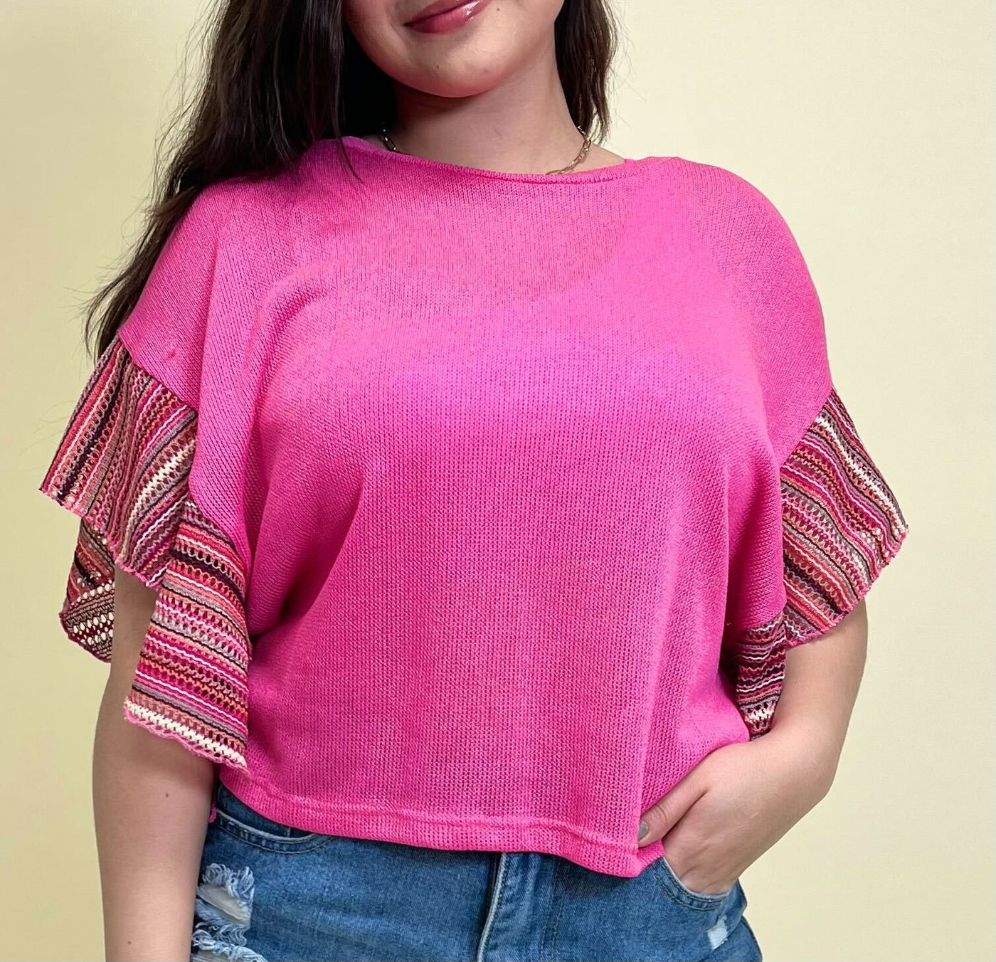 Keep Me Posted Pink Knit Top