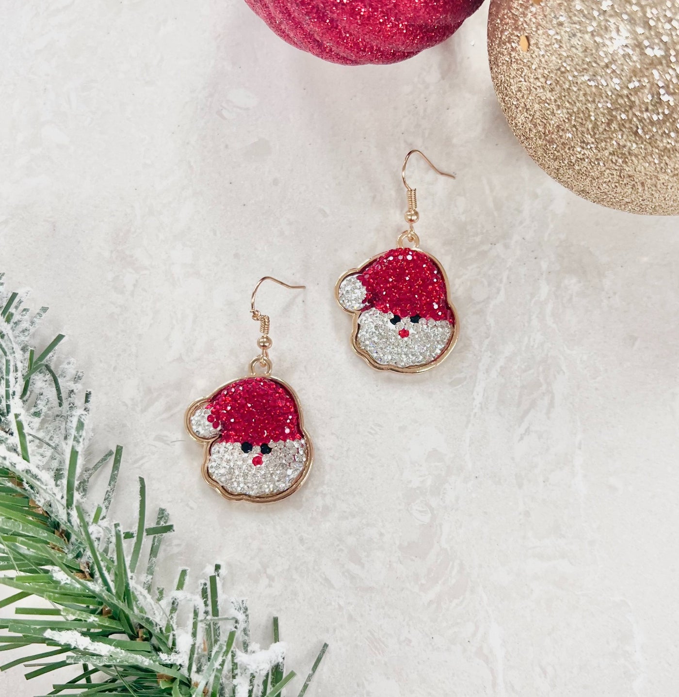 Santa Is Coming To Town Glitter Santa Clause Earrings