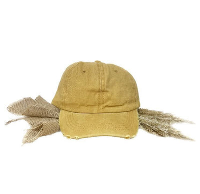 GIRLS Distressed Mustard Hat