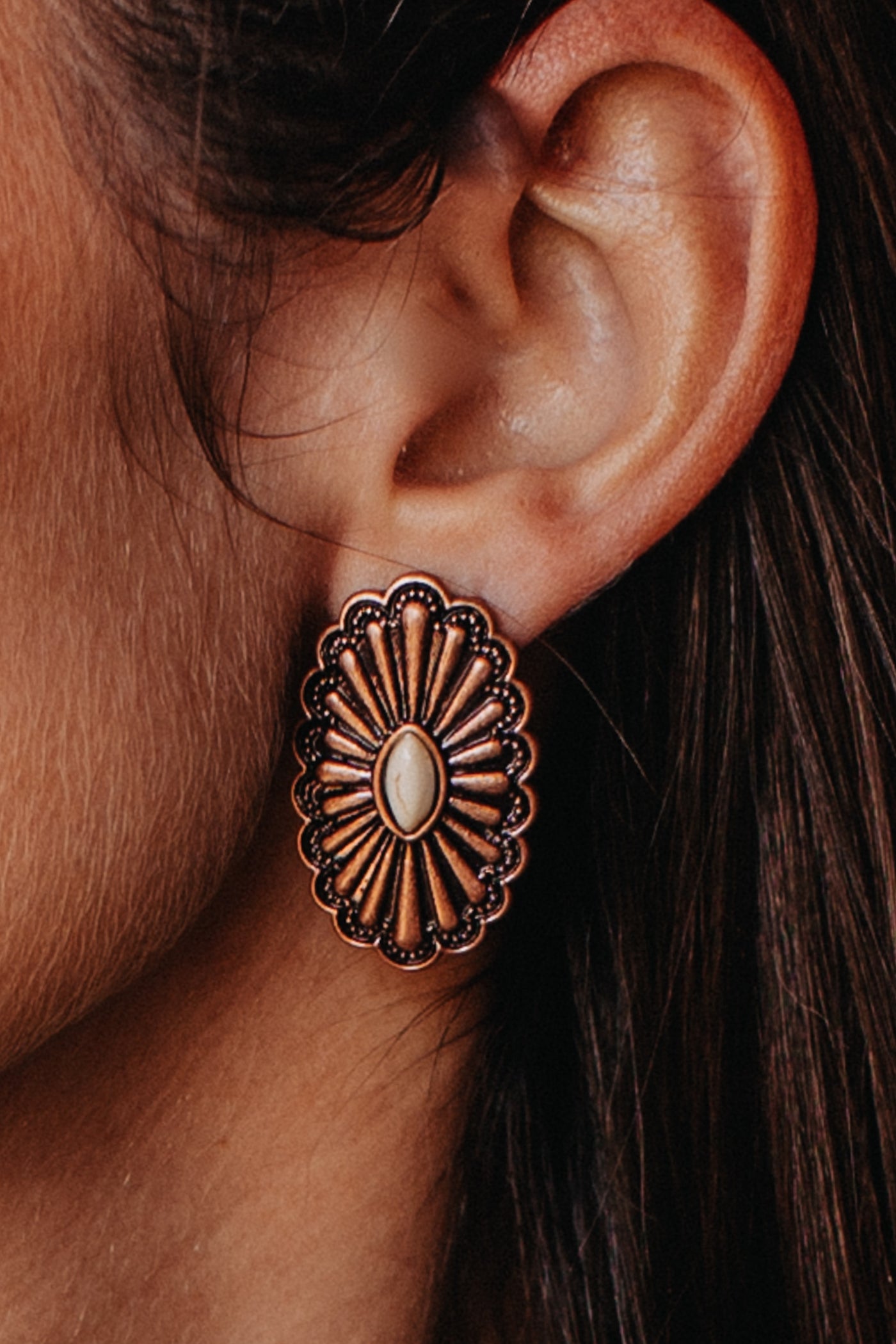 Can't Contain Country Copper & Cream Stud Earrings