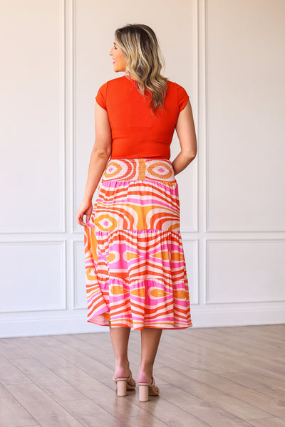 The Marilyn Midi Skirt in Orange