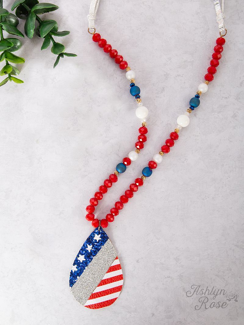 Glitter Up My America Teardrop Necklace