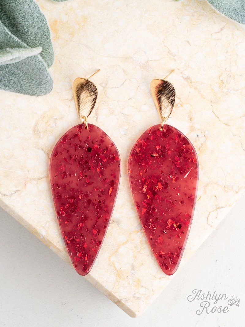 Drop of Perfection Earrings, Scarlet Sparkle