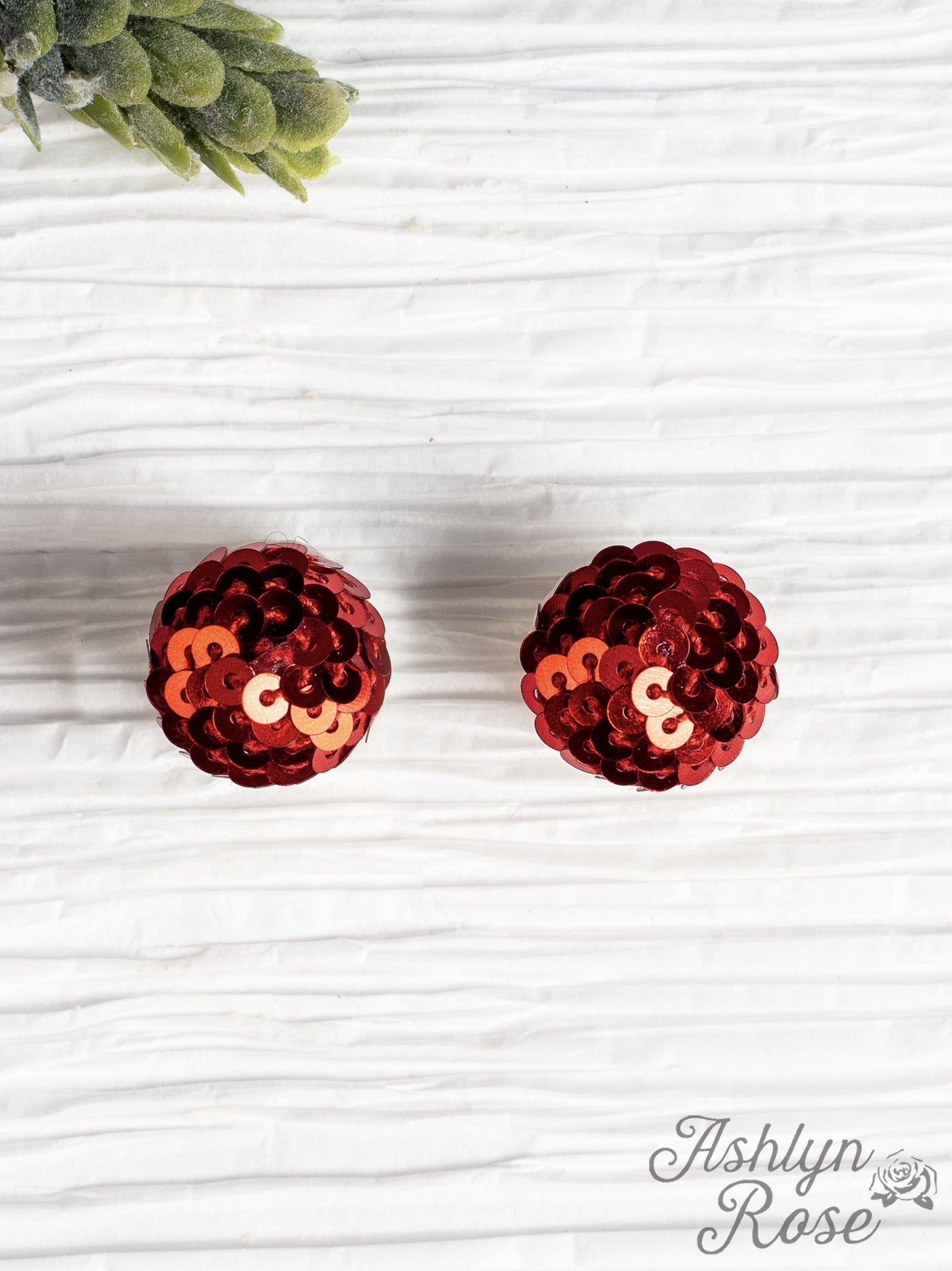Sparkle in Your Eyes Sequins Stud Earrings, Red