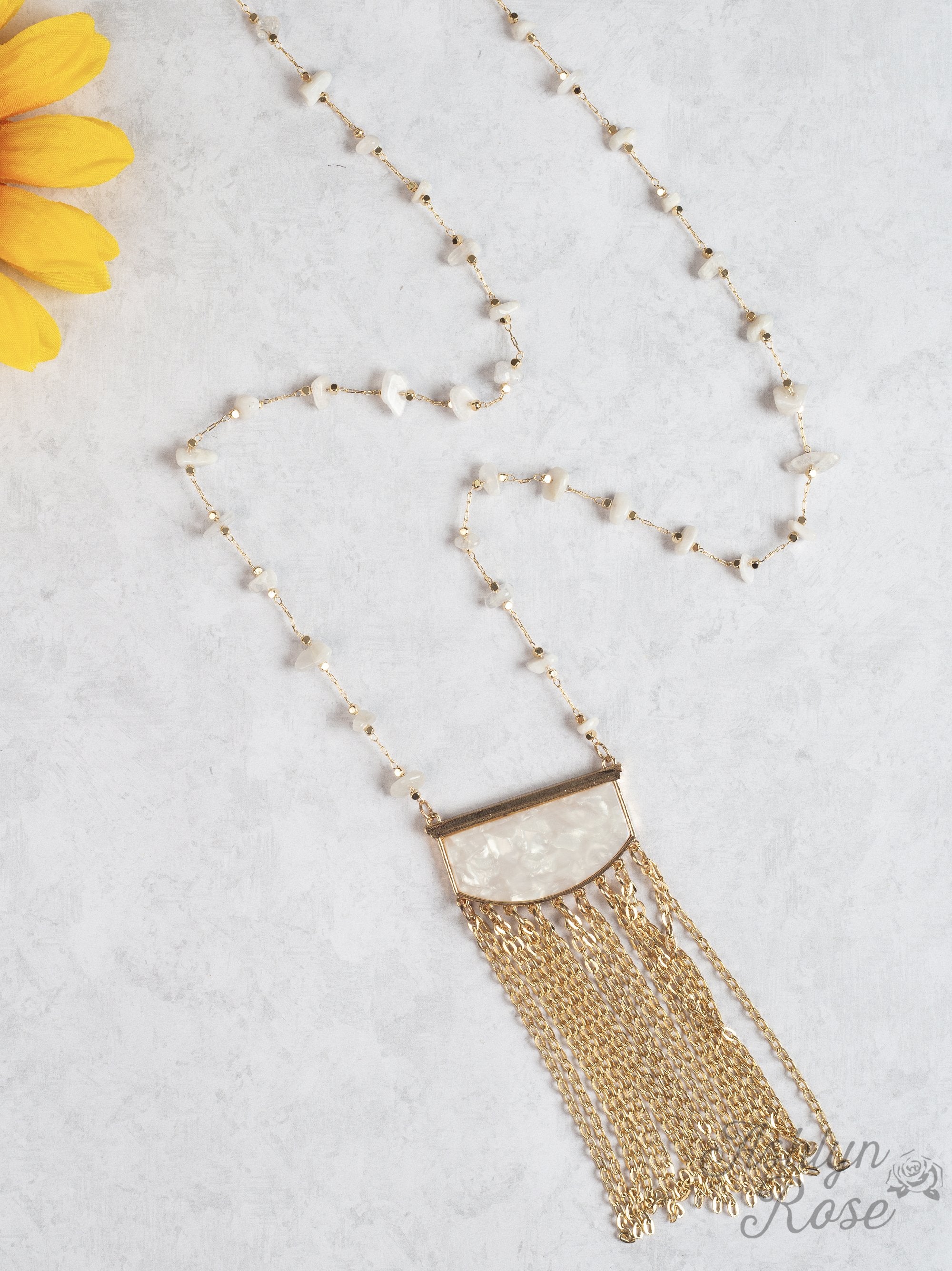 Gold Chain Necklace with Natural Stones