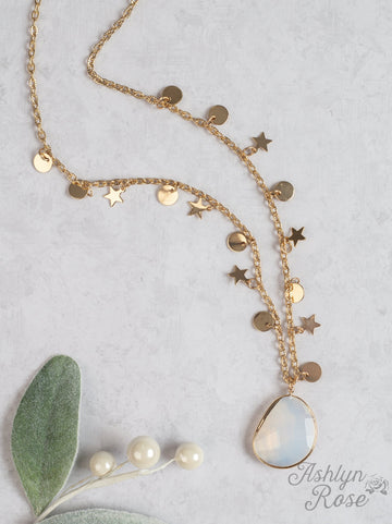 Gold Chain with White Stone Pendant